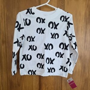 XO Pattern Long Sleeve Kids Tee - White